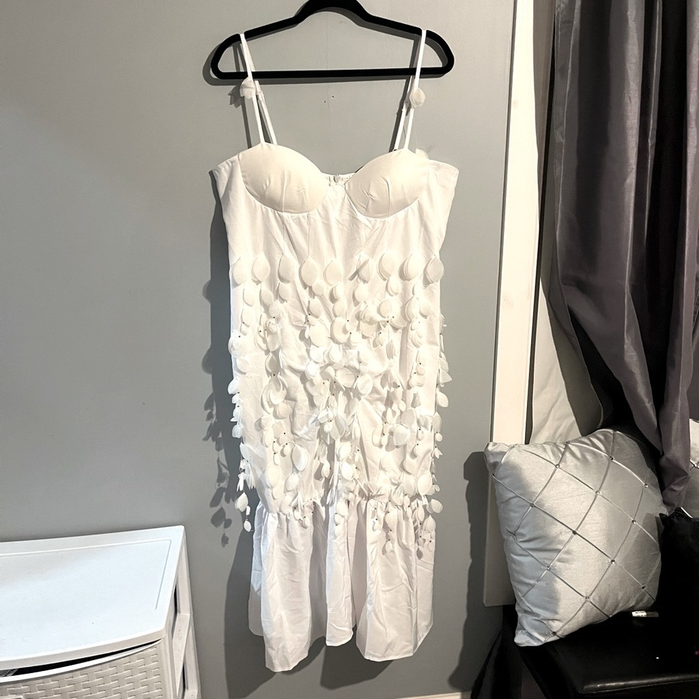 Loragal white spaghetti strap textured maxi dress size 2XL NWT unique